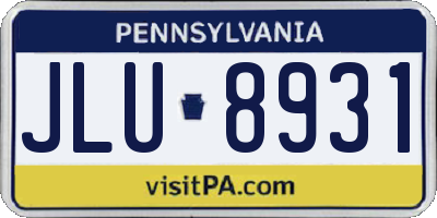 PA license plate JLU8931