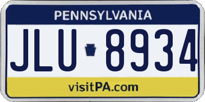 PA license plate JLU8934