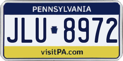 PA license plate JLU8972