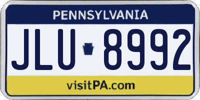 PA license plate JLU8992