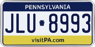 PA license plate JLU8993