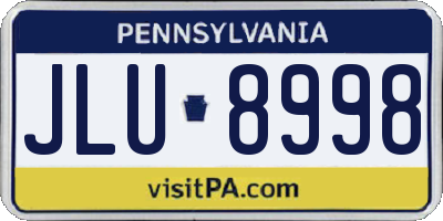 PA license plate JLU8998