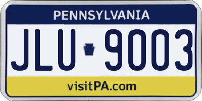 PA license plate JLU9003