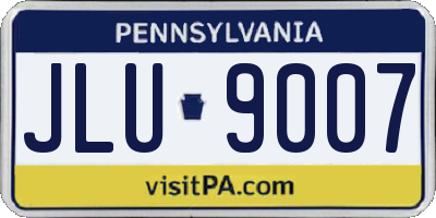 PA license plate JLU9007
