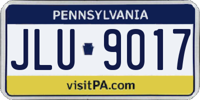PA license plate JLU9017