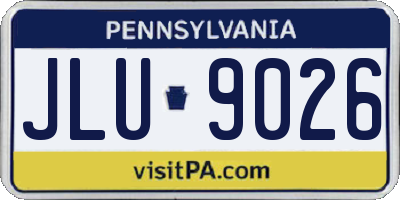 PA license plate JLU9026
