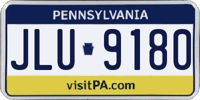 PA license plate JLU9180