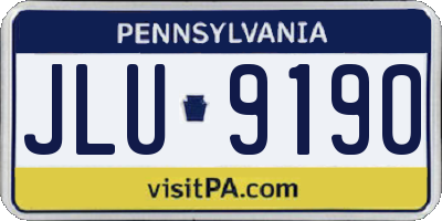 PA license plate JLU9190