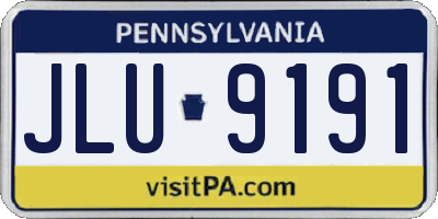PA license plate JLU9191