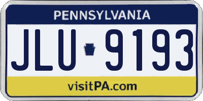 PA license plate JLU9193