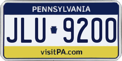 PA license plate JLU9200