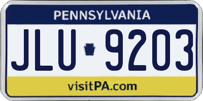 PA license plate JLU9203