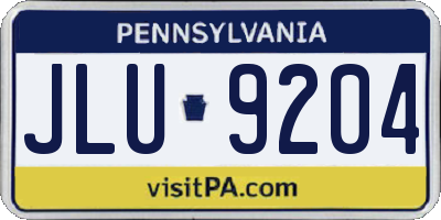 PA license plate JLU9204