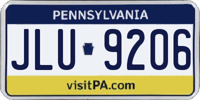 PA license plate JLU9206