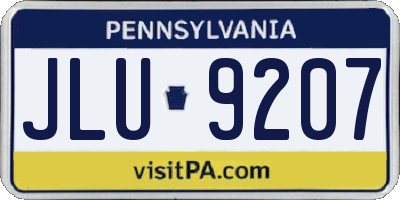 PA license plate JLU9207