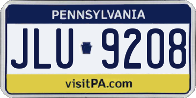 PA license plate JLU9208