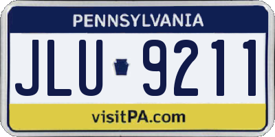 PA license plate JLU9211