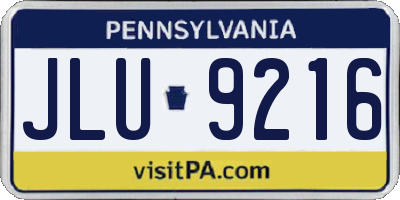 PA license plate JLU9216