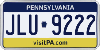 PA license plate JLU9222