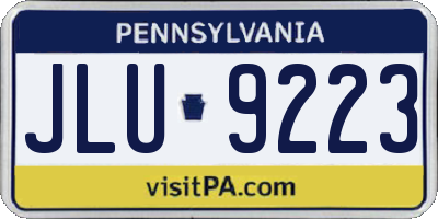 PA license plate JLU9223