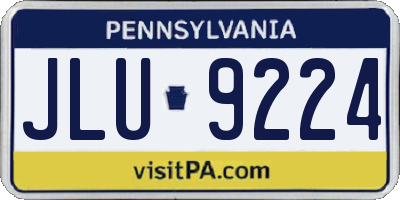 PA license plate JLU9224