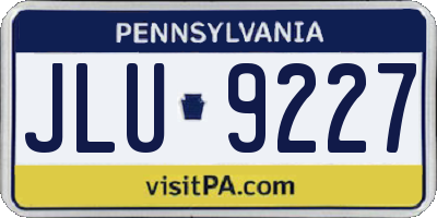 PA license plate JLU9227