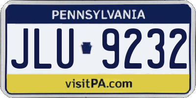 PA license plate JLU9232