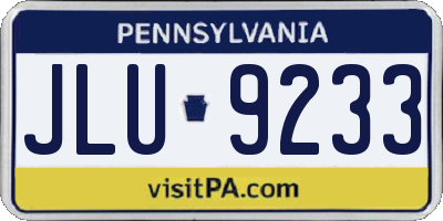 PA license plate JLU9233