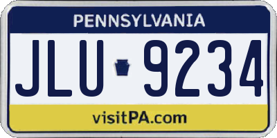 PA license plate JLU9234