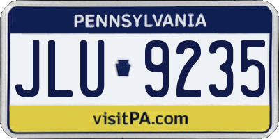 PA license plate JLU9235