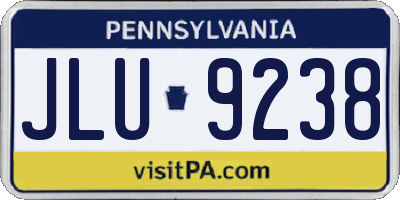 PA license plate JLU9238