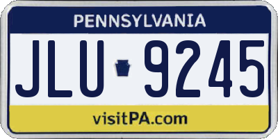 PA license plate JLU9245