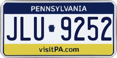 PA license plate JLU9252