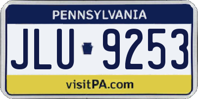 PA license plate JLU9253