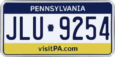 PA license plate JLU9254