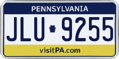 PA license plate JLU9255