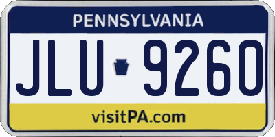 PA license plate JLU9260