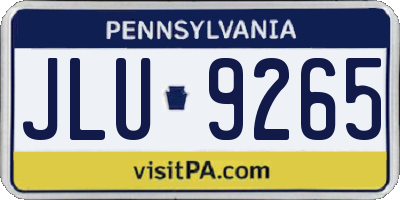 PA license plate JLU9265