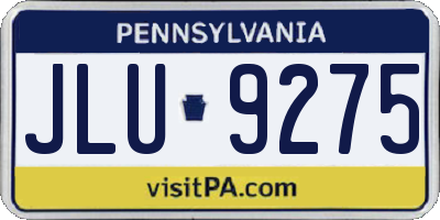 PA license plate JLU9275