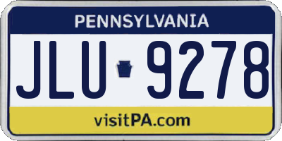 PA license plate JLU9278