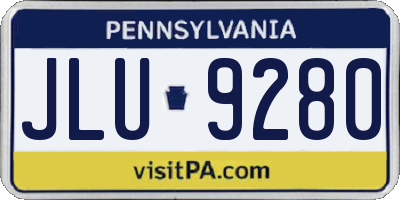 PA license plate JLU9280