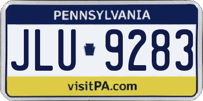 PA license plate JLU9283
