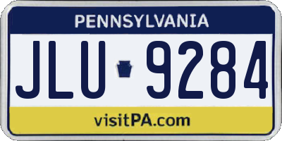 PA license plate JLU9284