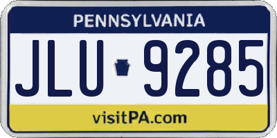 PA license plate JLU9285