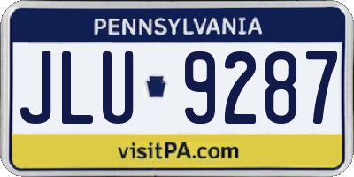 PA license plate JLU9287