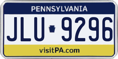 PA license plate JLU9296