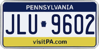PA license plate JLU9602