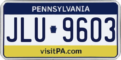 PA license plate JLU9603