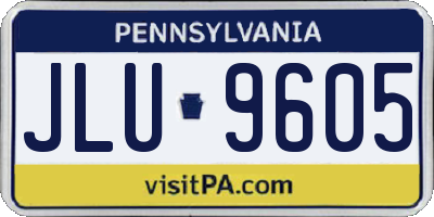 PA license plate JLU9605