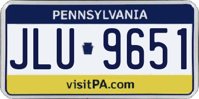 PA license plate JLU9651